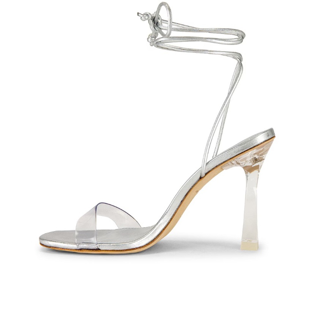 Larroude Silver Strappy Sandals